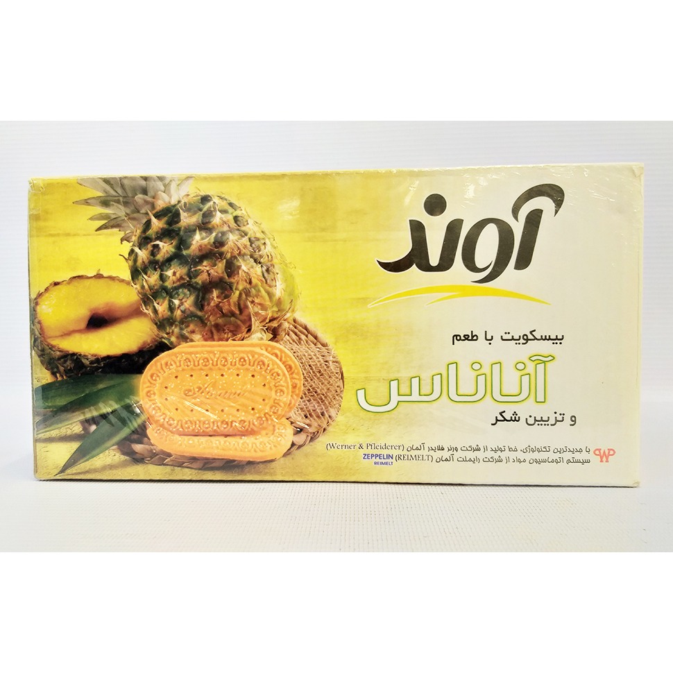 بیسکویت زبان 900 گرم  آناناس جعبه  آوند | فروشگاه مورچه