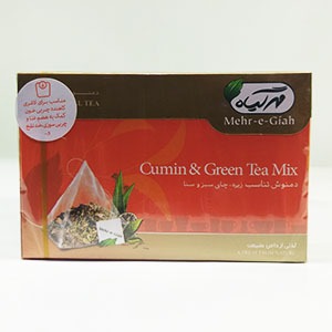 دمنوش گیاهی زیره، چای سبز و سنا (تناسب) ۱۴ عددی کیسه ای مهر گیاه | فروشگاه مورچه