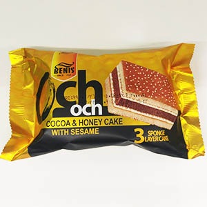 کیک کنجدی سه لایه وانیلی کاکائویی باطعم عسل ۸۰ گرم بنیس | فروشگاه مورچه