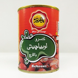 کنسرو لوبیاچیتی با سس گوجه فرنگی ۳۹۰ گرم بهروز | فروشگاه مورچه