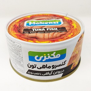 کنسرو تن ماهی در روغن‌گیاهی با طعم دودی مکنزی وزن ۱۸۰ گرم | فروشگاه مورچه