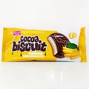 بیسکویت روکش شکلات موزی cocoa شیرین عسل وزن ۴۵ گرم | فروشگاه مورچه