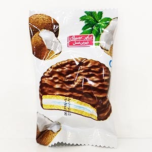 بیسکویت روکش دار کاکائویی با طعم نارگیل وزن ۳۰ گرم | فروشگاه مورچه